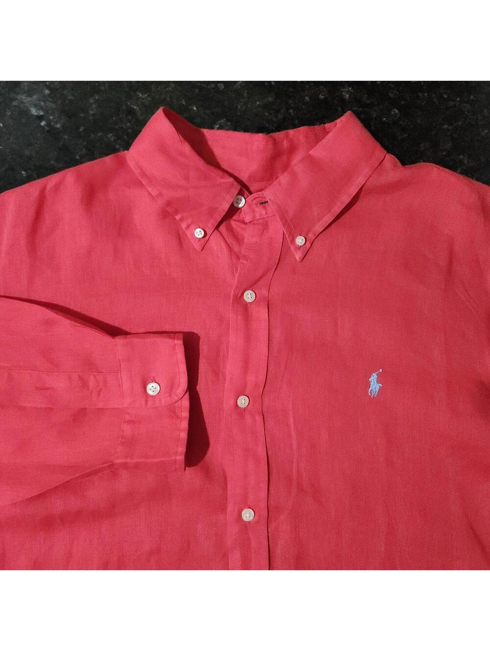 Polo Ralph Lauren Classic Fit Button Up 100% Linen Beach Casual Outdoor Mens XL